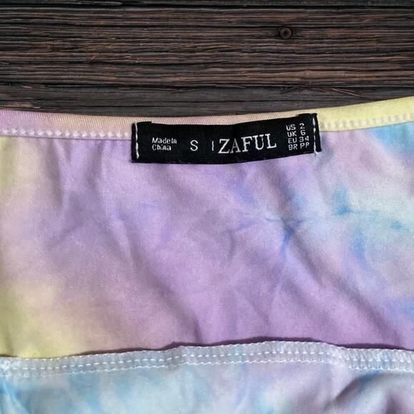 Tie dye rainbow pastel mini dress with bow tie Zaful - Picture 3 of 3